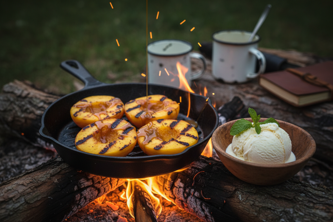 Grilled Peaches with Cold Brew Caramel