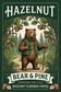 Bear & Pine Hazelnut flavored coffee artwork featuring a bear holding a coffee mug and walking stick on a woodland trail beneath hazel branches.