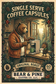 Bear brewing coffee at a woodland cabin window while Pine carries a coffee capsule, with Bear & Pine Original Roast and 60 Pack lettering.
