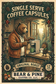 Bear brewing coffee at a woodland cabin window while Pine carries a coffee capsule, with Bear & Pine Original Roast and 12 Pack lettering.