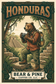 Bear & Pine Honduras medium-dark roast coffee artwork featuring a bear with a camera exploring ancient stone ruins surrounded by lush forest.