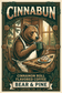 Bear & Pine Cinnabun artwork with a bear holding coffee beside a cinnamon roll in a cabin bakery.