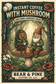 Pine and a woodland gnome sitting together on one mushroom enjoying coffee, framed by Lion’s Mane, Cordyceps and Reishi illustrations with Bear & Pine branding.
